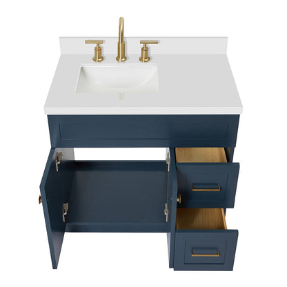 Bradford 36-Inch Midnight Blue bathroom vanity on white background – product photo 1