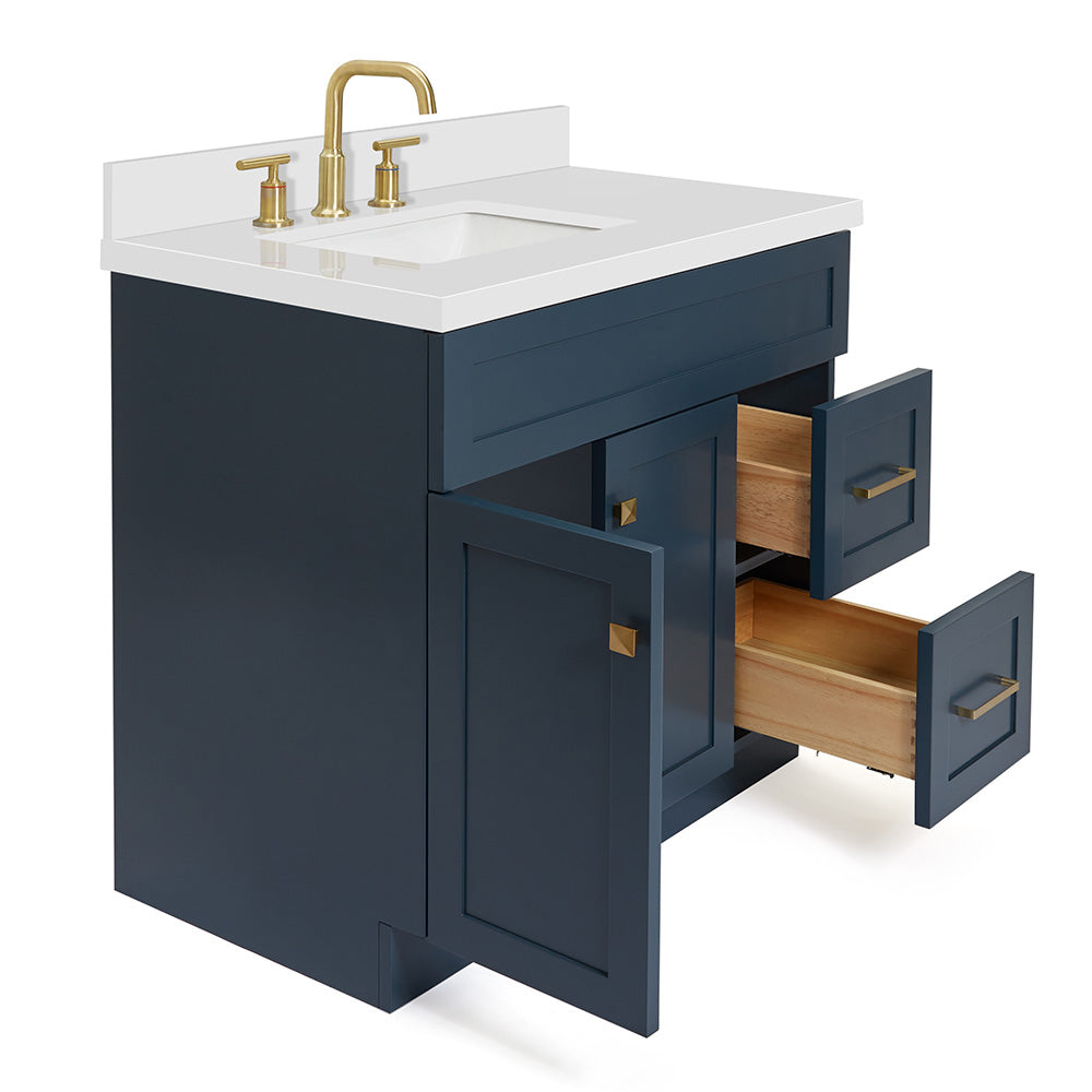 Bradford 36-Inch Midnight Blue bathroom vanity on white background – product photo 2