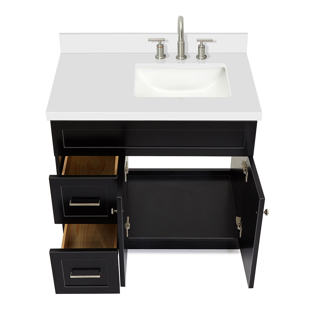 Bradford 36-Inch Black bathroom vanity on white background – product photo 2