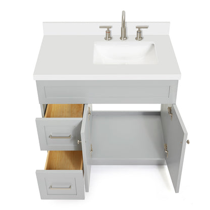 Bradford 36-Inch Grey bathroom vanity on white background – product photo 1