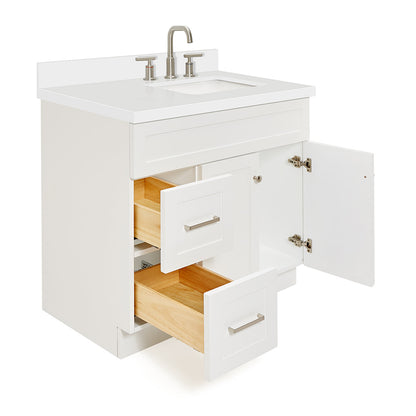 Bradford 36-Inch White bathroom vanity on white background – product photo 2
