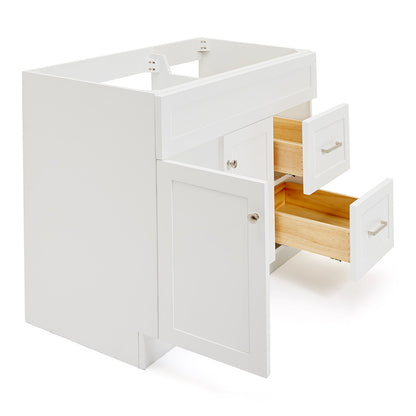Bradford 42-inch White base cabinet on white back ground side view open door