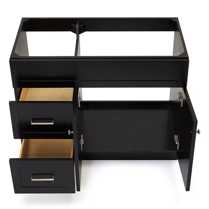 Bradford 42-inch Black base cabinet on white back ground front view open door