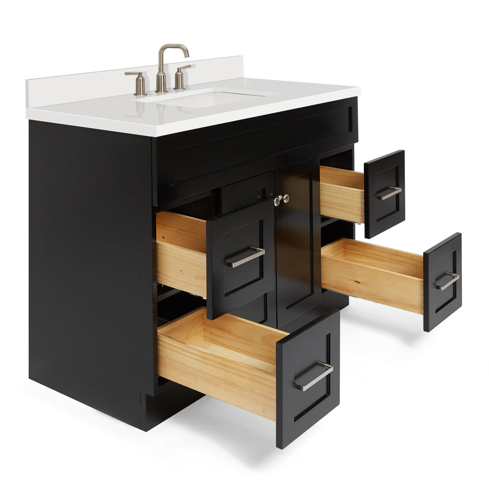 Bradford 42-Inch Black bathroom vanity on white background – product photo 1