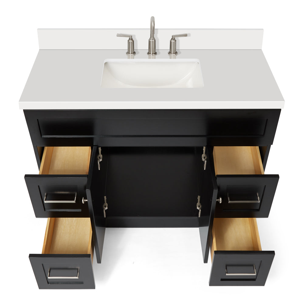 Bradford 42-Inch Black bathroom vanity on white background – product photo 2