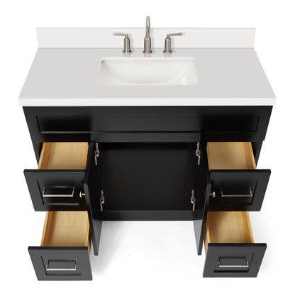 Bradford 42-Inch Black bathroom vanity on white background – product photo 2
