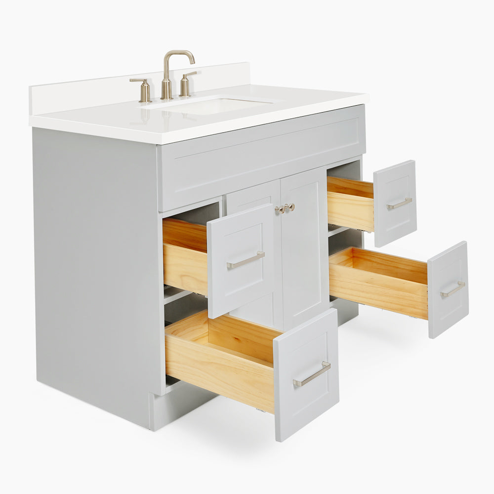 Bradford 42-Inch Grey bathroom vanity on white background – product photo 1