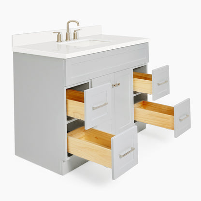 Bradford 42-Inch Grey bathroom vanity on white background – product photo 1