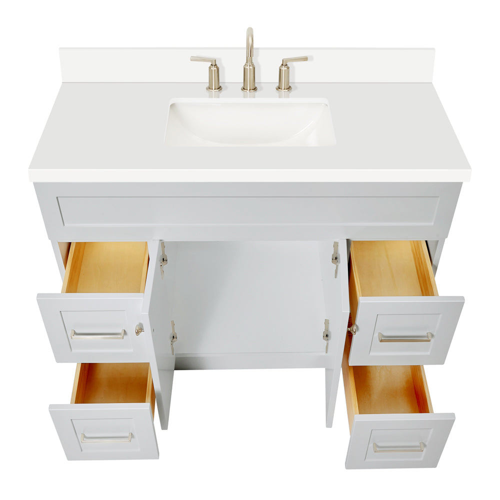 Bradford 42-Inch Grey bathroom vanity on white background – product photo 2