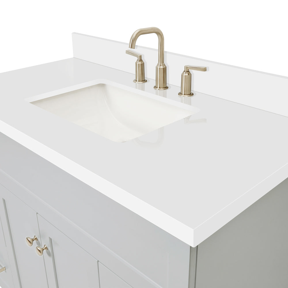 Bradford 42-Inch Grey bathroom vanity on white background – product photo 4