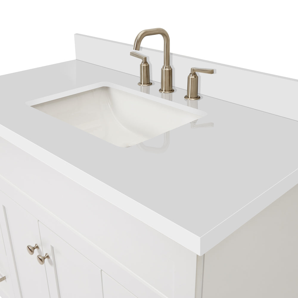 Bradford 42-Inch White bathroom vanity on white background – product photo 4