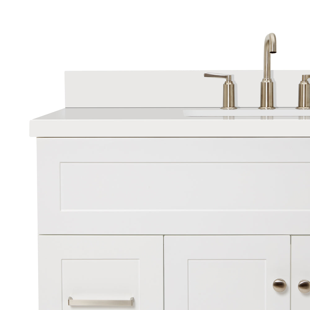 Bradford 42-Inch White bathroom vanity on white background – product photo 5