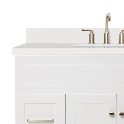 Bradford 42-Inch White bathroom vanity on white background – product photo 5