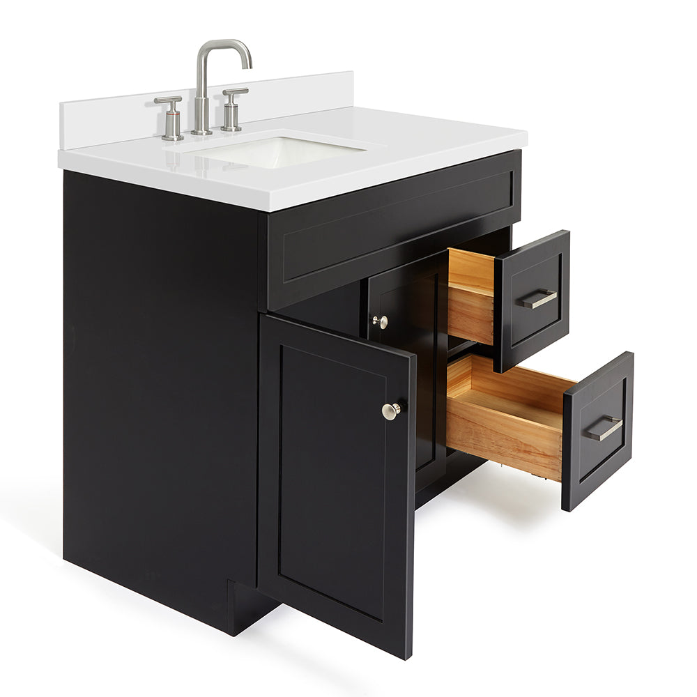 Bradford 42-Inch Black bathroom vanity on white background – product photo 1