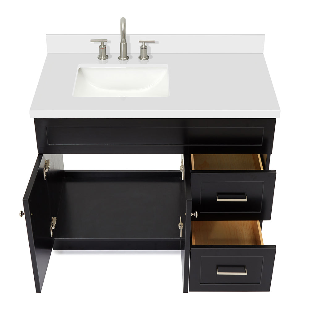 Bradford 42-Inch Black bathroom vanity on white background – product photo 2