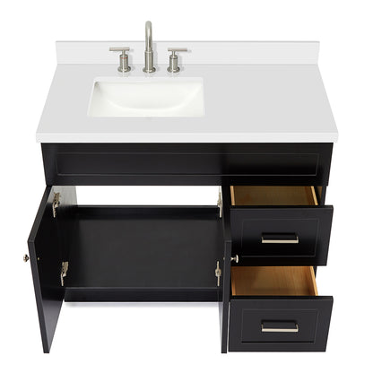 Bradford 42-Inch Black bathroom vanity on white background – product photo 2