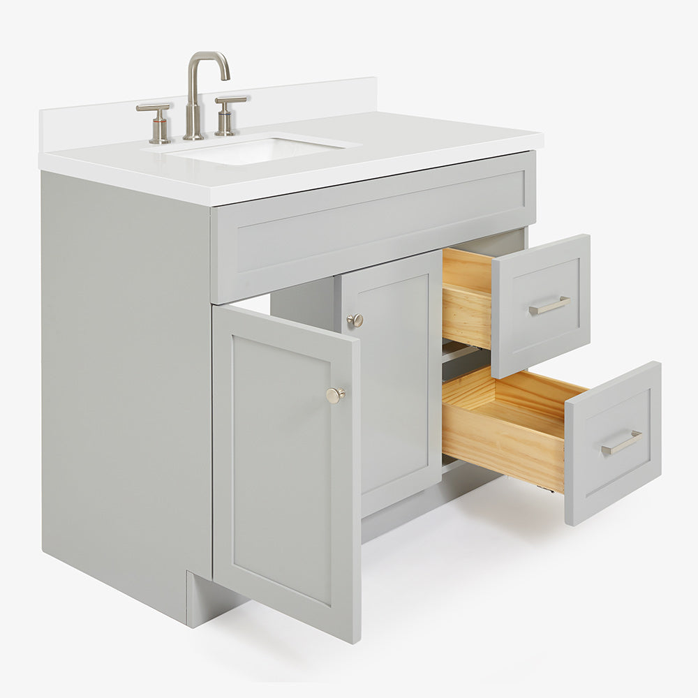 Bradford 42-Inch Grey bathroom vanity on white background – product photo 1