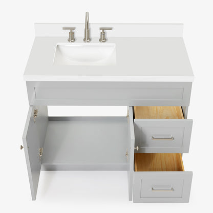 Bradford 42-Inch Grey bathroom vanity on white background – product photo 2