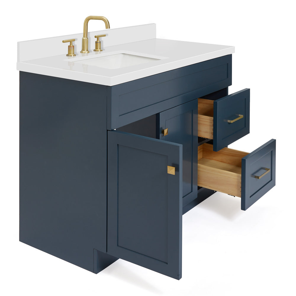 Bradford 42-Inch Midnight Blue bathroom vanity on white background – product photo 1