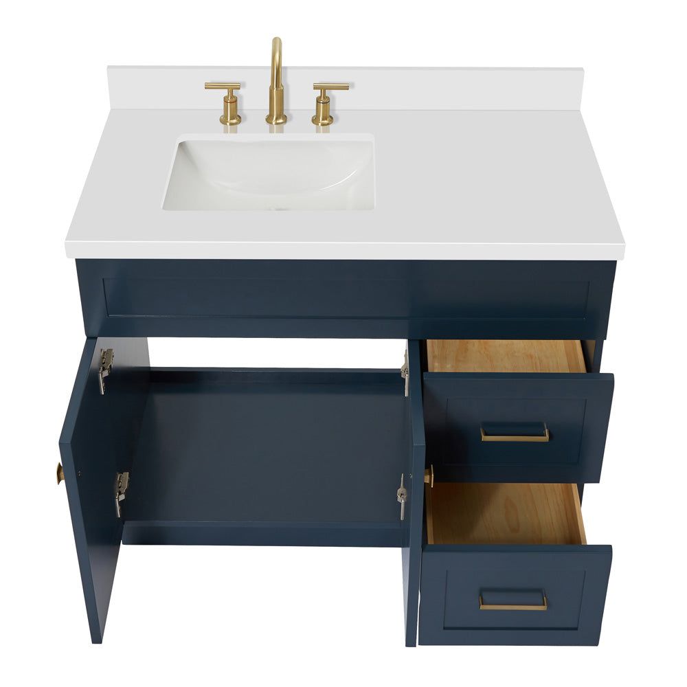 Bradford 42-Inch Midnight Blue bathroom vanity on white background – product photo 2