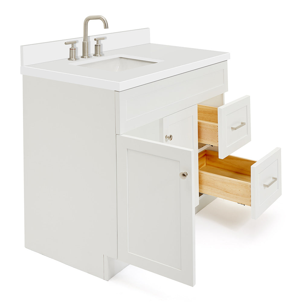 Bradford 42-Inch White bathroom vanity on white background – product photo 1