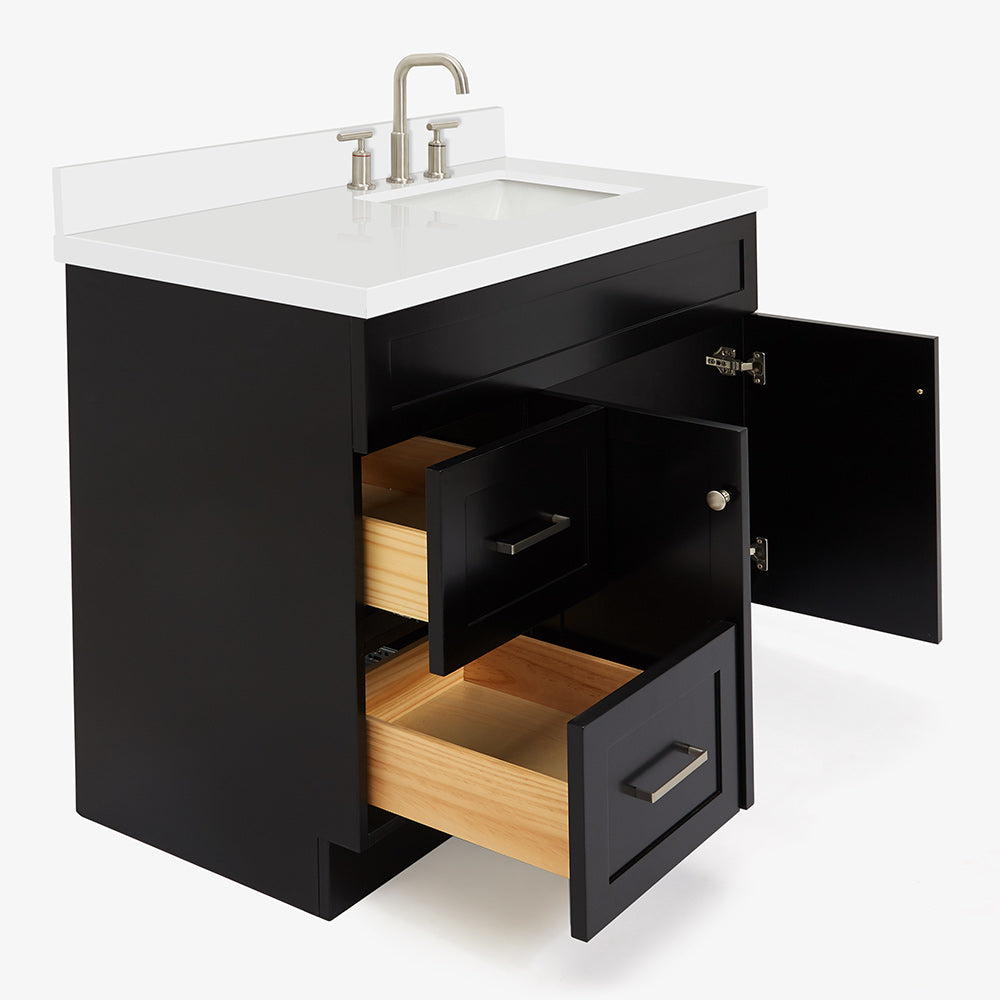 Bradford 42-Inch Black bathroom vanity on white background – product photo 1