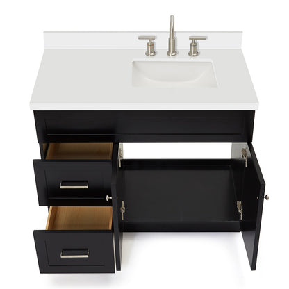 Bradford 42-Inch Black bathroom vanity on white background – product photo 2