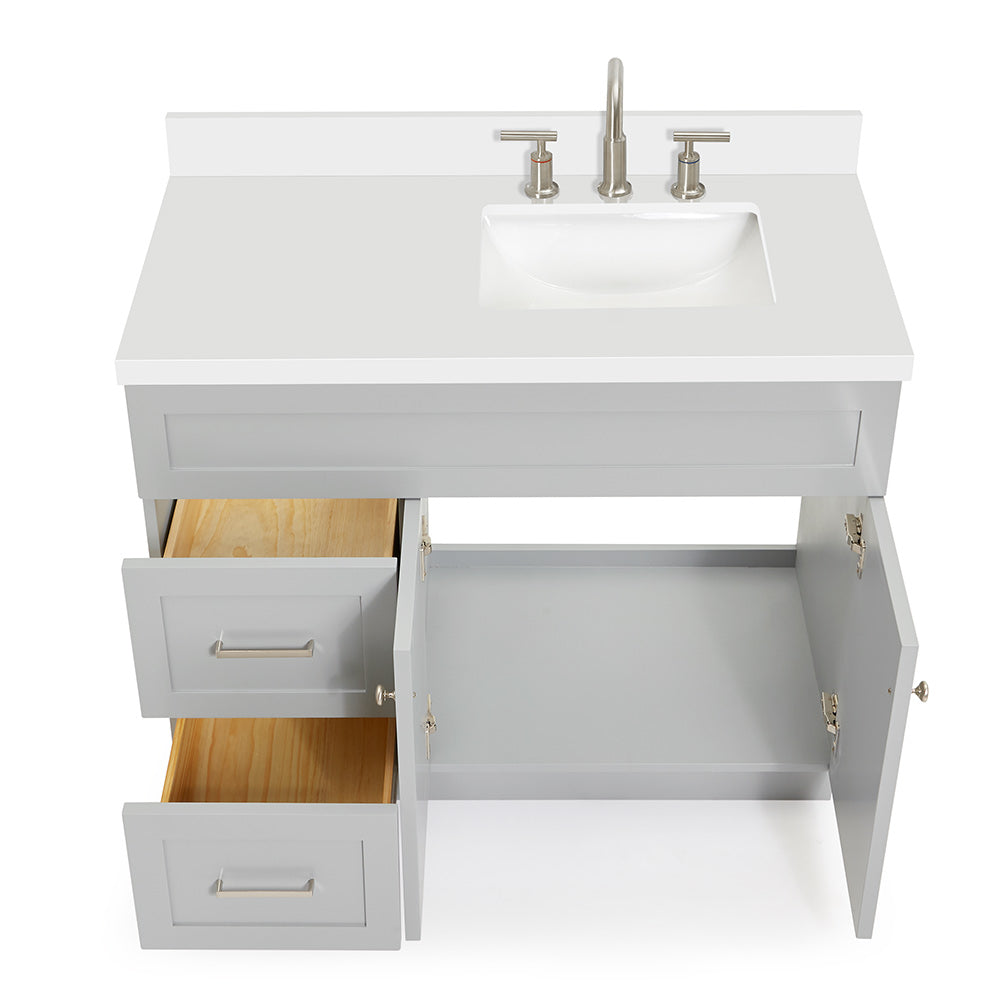 Bradford 42-Inch Grey bathroom vanity on white background – product photo 1