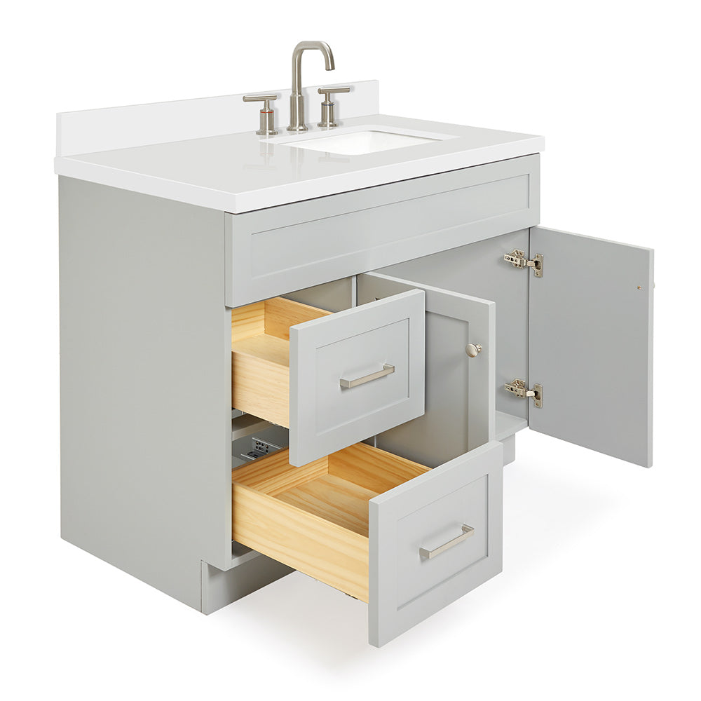 Bradford 42-Inch Grey bathroom vanity on white background – product photo 2