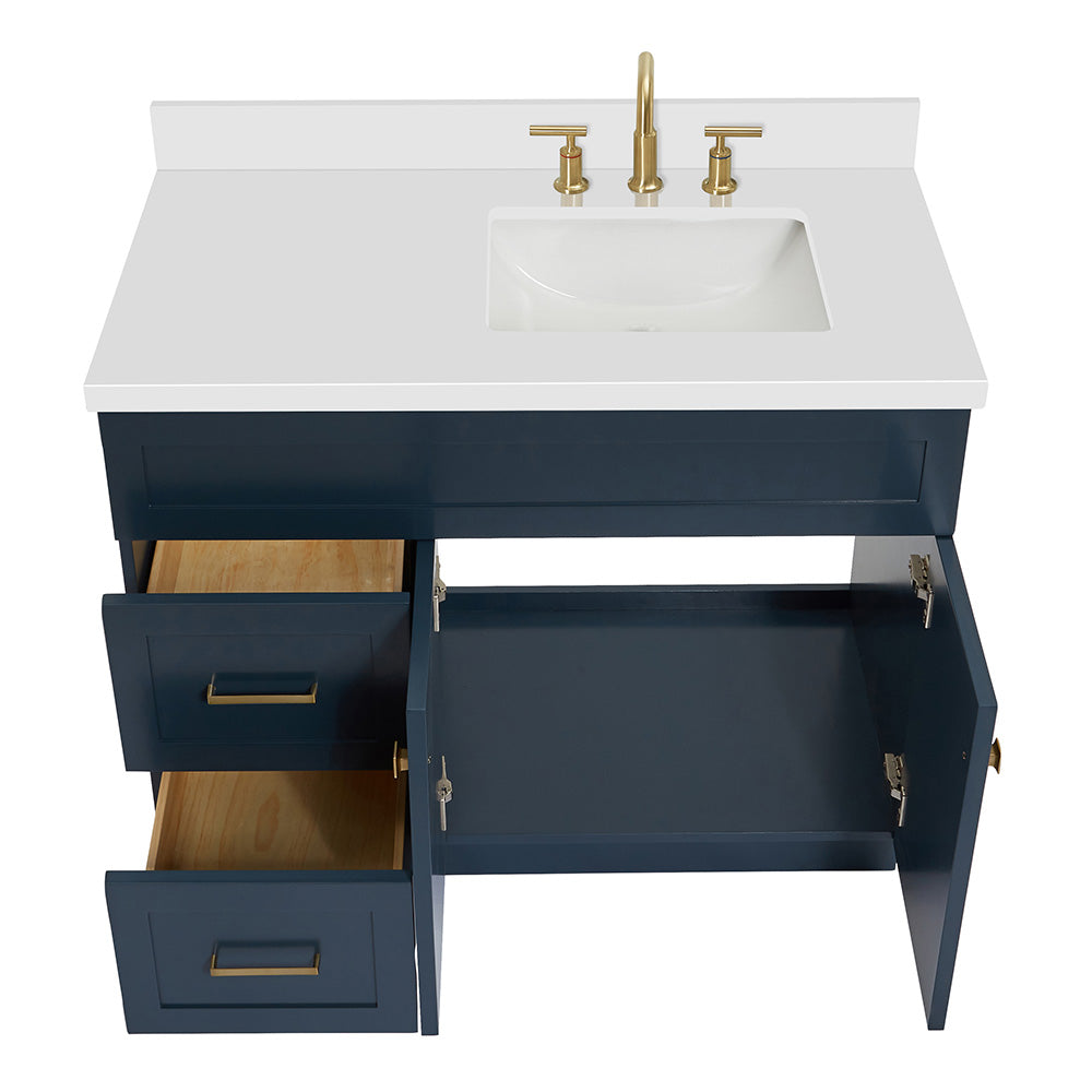 Bradford 42-Inch Midnight Blue bathroom vanity on white background – product photo 1