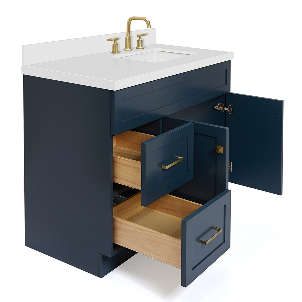 Bradford 42-Inch Midnight Blue bathroom vanity on white background – product photo 2