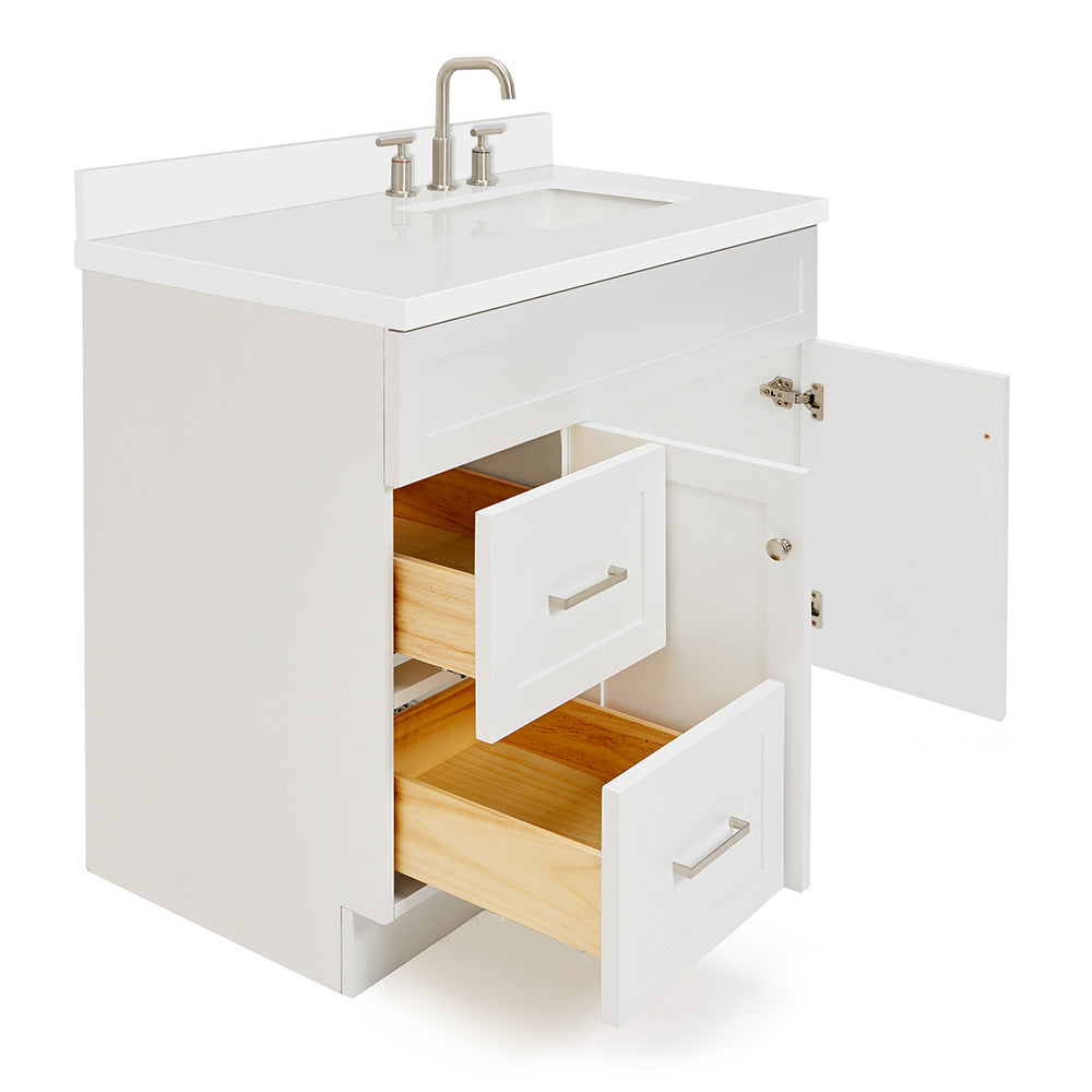 Bradford 42-Inch White bathroom vanity on white background – product photo 1