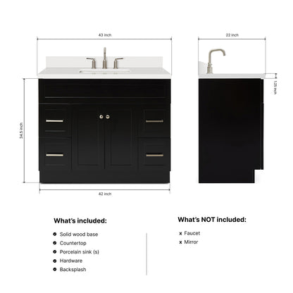 Bradford 42-Inch Black bathroom vanity dimensions