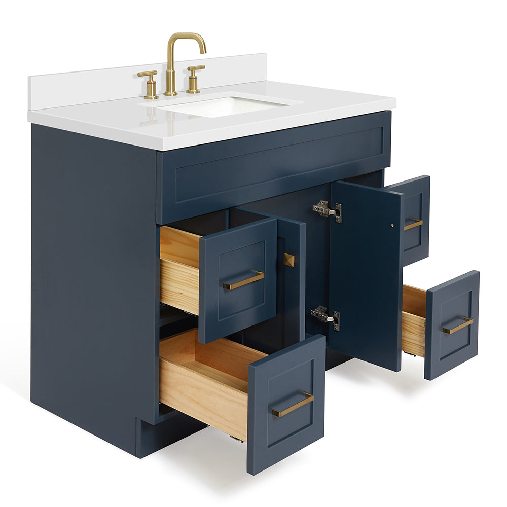 Bradford 42-Inch Midnight Blue bathroom vanity on white background – product photo 1