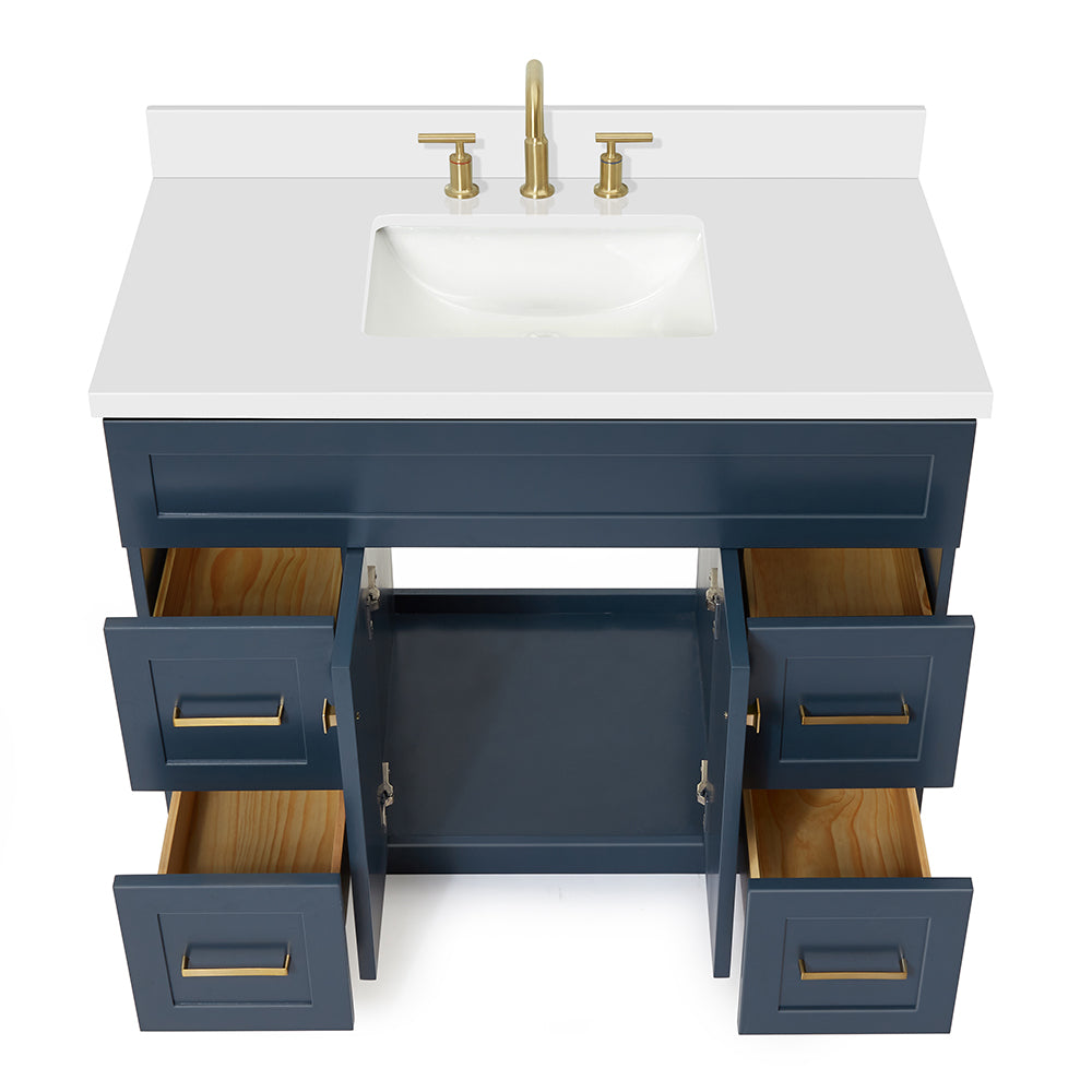 Bradford 42-Inch Midnight Blue bathroom vanity on white background – product photo 2