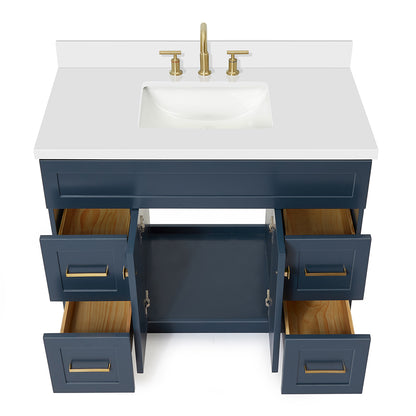 Bradford 42-Inch Midnight Blue bathroom vanity on white background – product photo 2