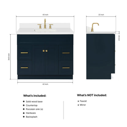 Bradford 42-Inch Midnight Blue bathroom vanity dimensions