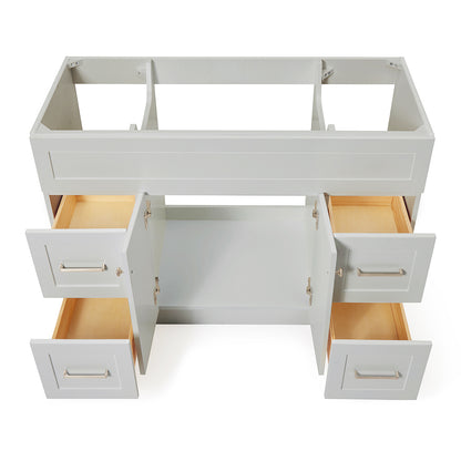 Bradford 48-inch Grey base cabinet on white back ground front view open door