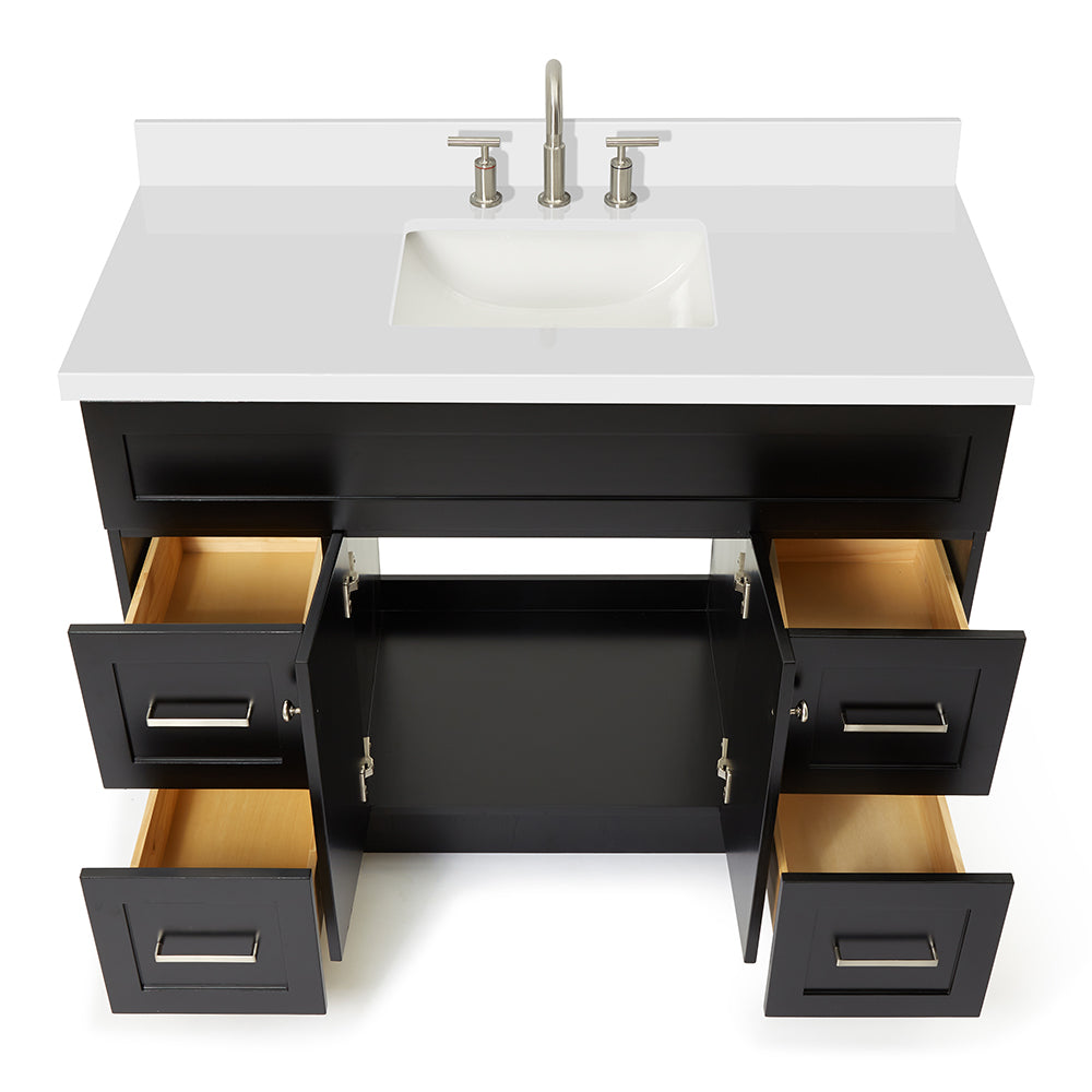 Bradford 48-Inch Black bathroom vanity on white background – product photo 2