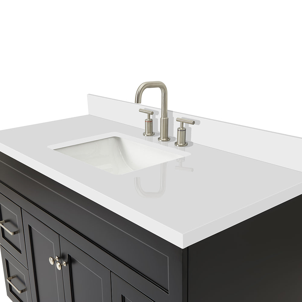Bradford 48-Inch Black bathroom vanity on white background – product photo 4