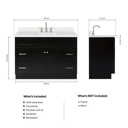 Bradford 48-Inch Black bathroom vanity dimensions