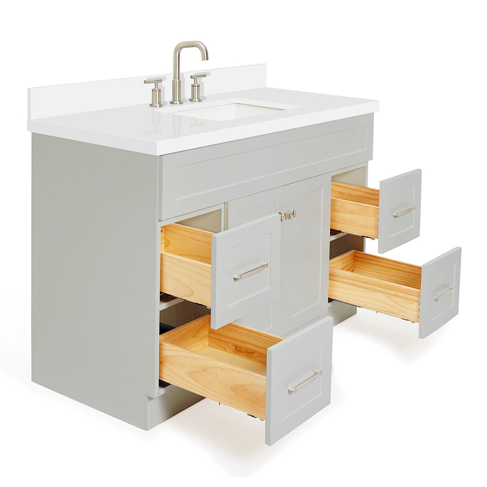 Bradford 48-Inch Grey bathroom vanity on white background – product photo 1