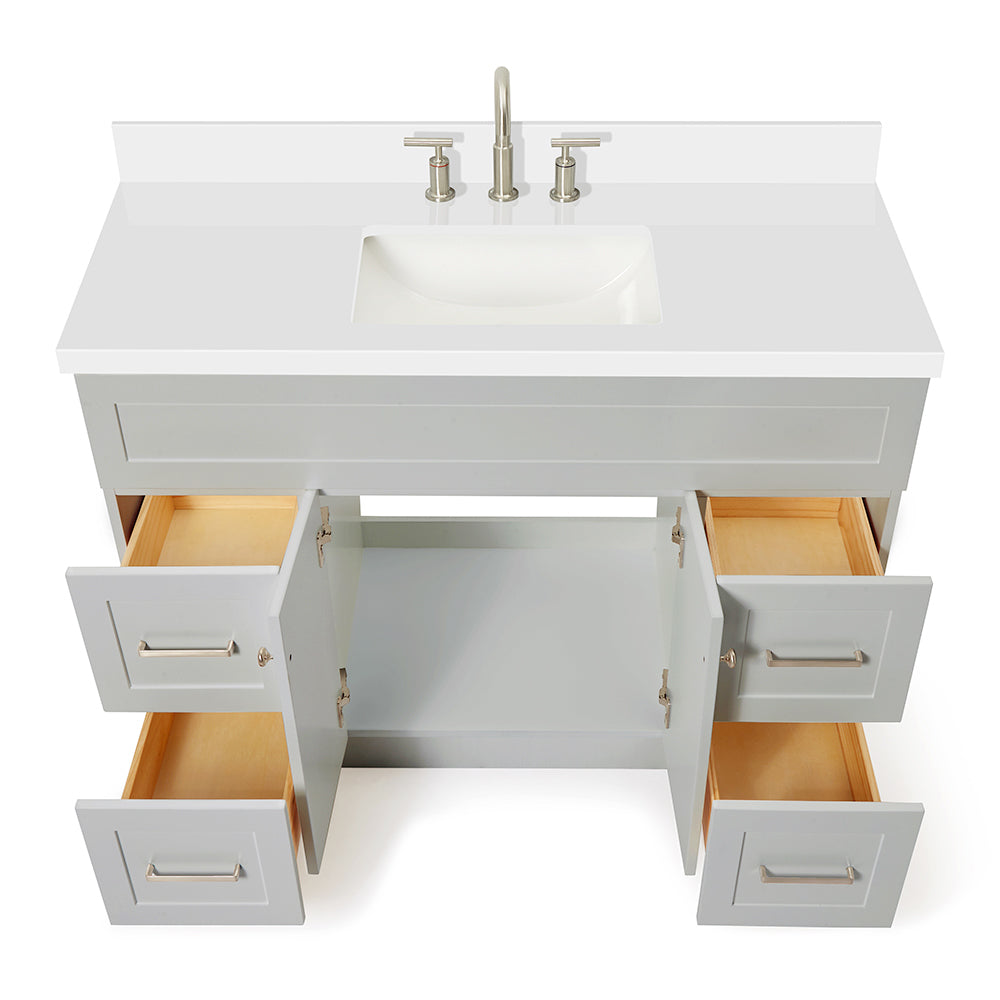 Bradford 48-Inch Grey bathroom vanity on white background – product photo 2