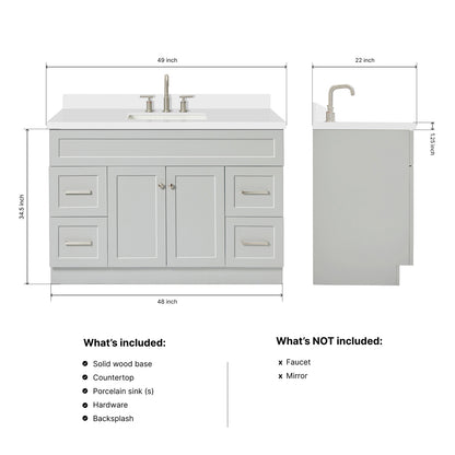 Bradford 48-Inch Grey bathroom vanity dimensions