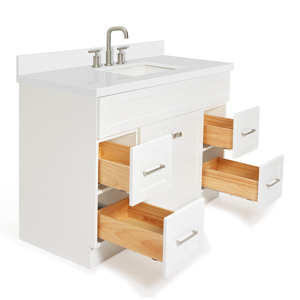 Bradford 48-Inch White bathroom vanity on white background – product photo 1