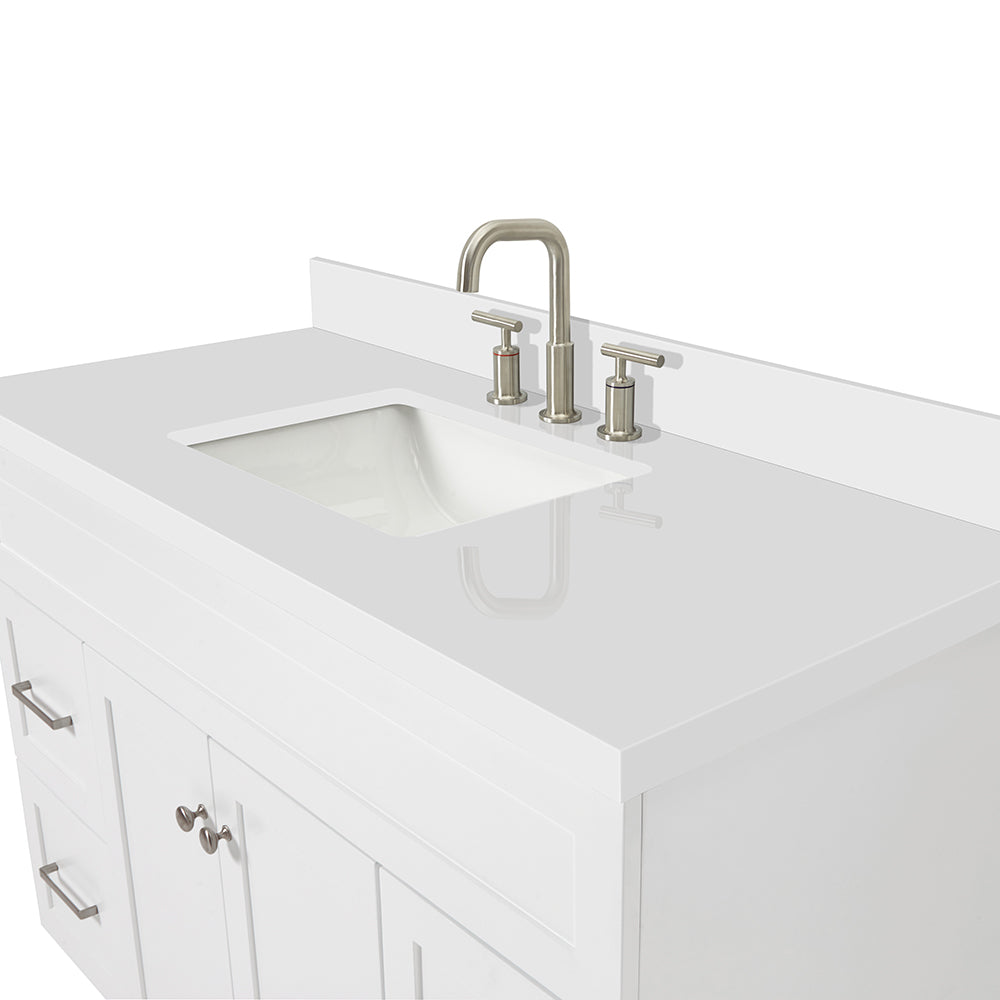 Bradford 48-Inch White bathroom vanity on white background – product photo 4