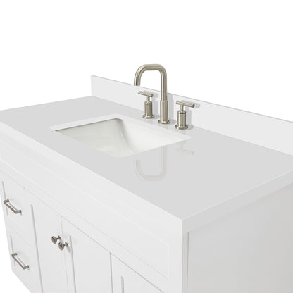 Bradford 48-Inch White bathroom vanity on white background – product photo 4