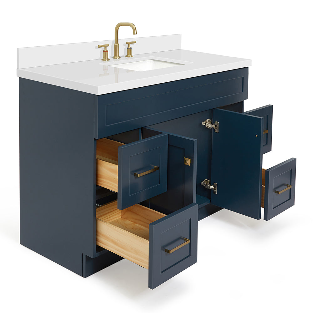 Bradford 48-Inch Midnight Blue bathroom vanity on white background – product photo 1