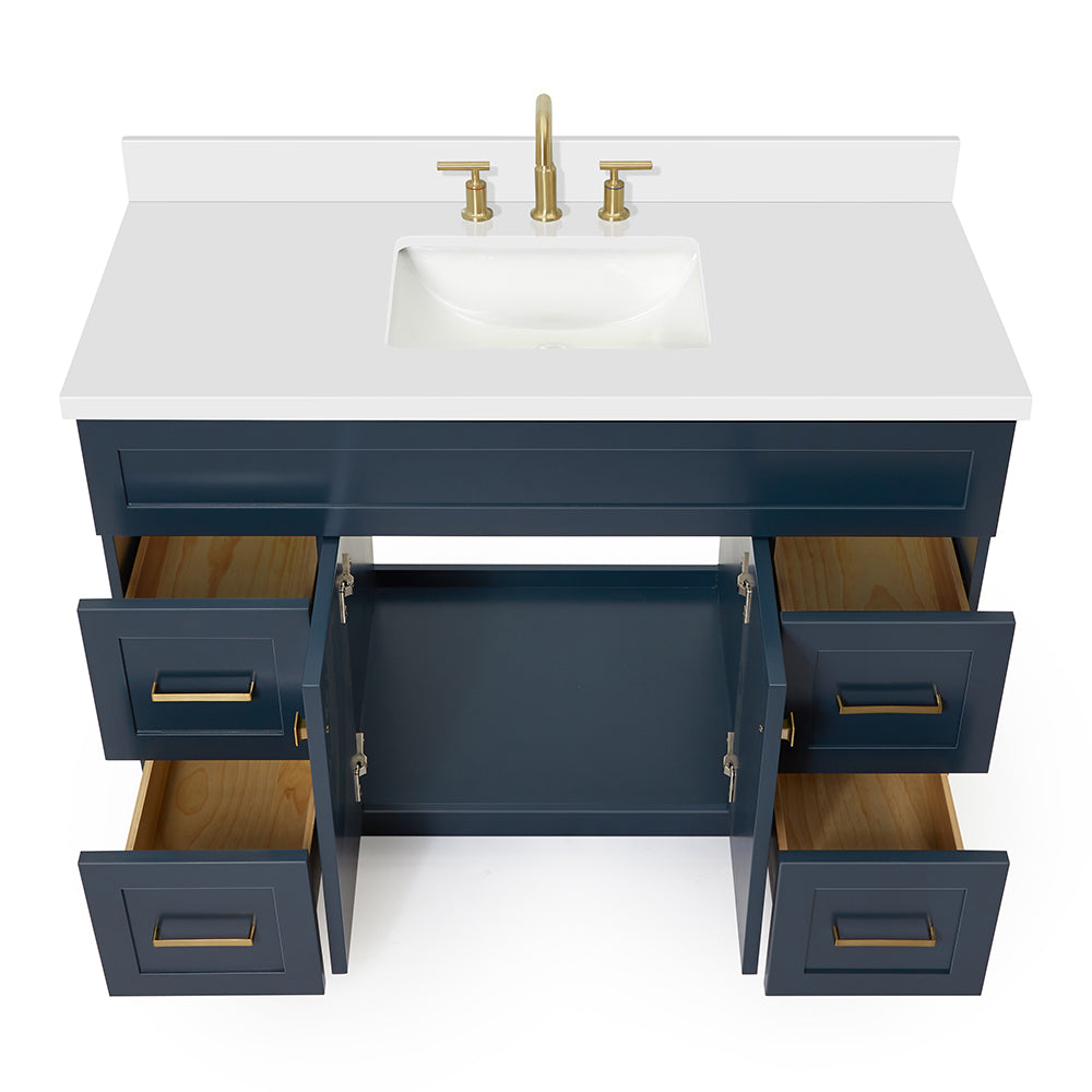 Bradford 48-Inch Midnight Blue bathroom vanity on white background – product photo 2