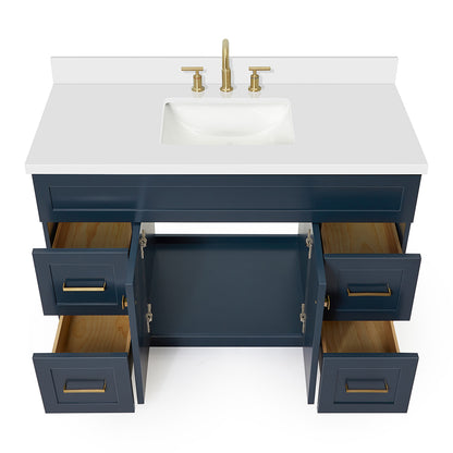 Bradford 48-Inch Midnight Blue bathroom vanity on white background – product photo 2